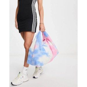 Adidas HK0141 Fleece Tie-Dye Cotton Candy Shoulder Zip Bag Blue/Pink